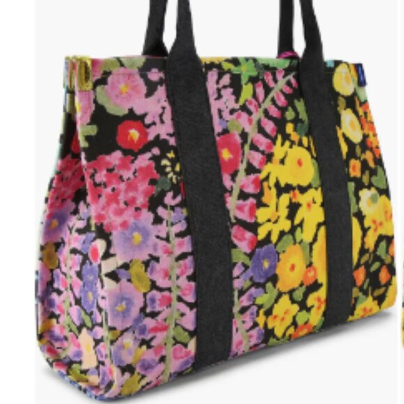 Kurt Geiger London LARGE SOUTHBANK TOTE BAG Floral Metallic Leather Accent - Picture 4 of 8